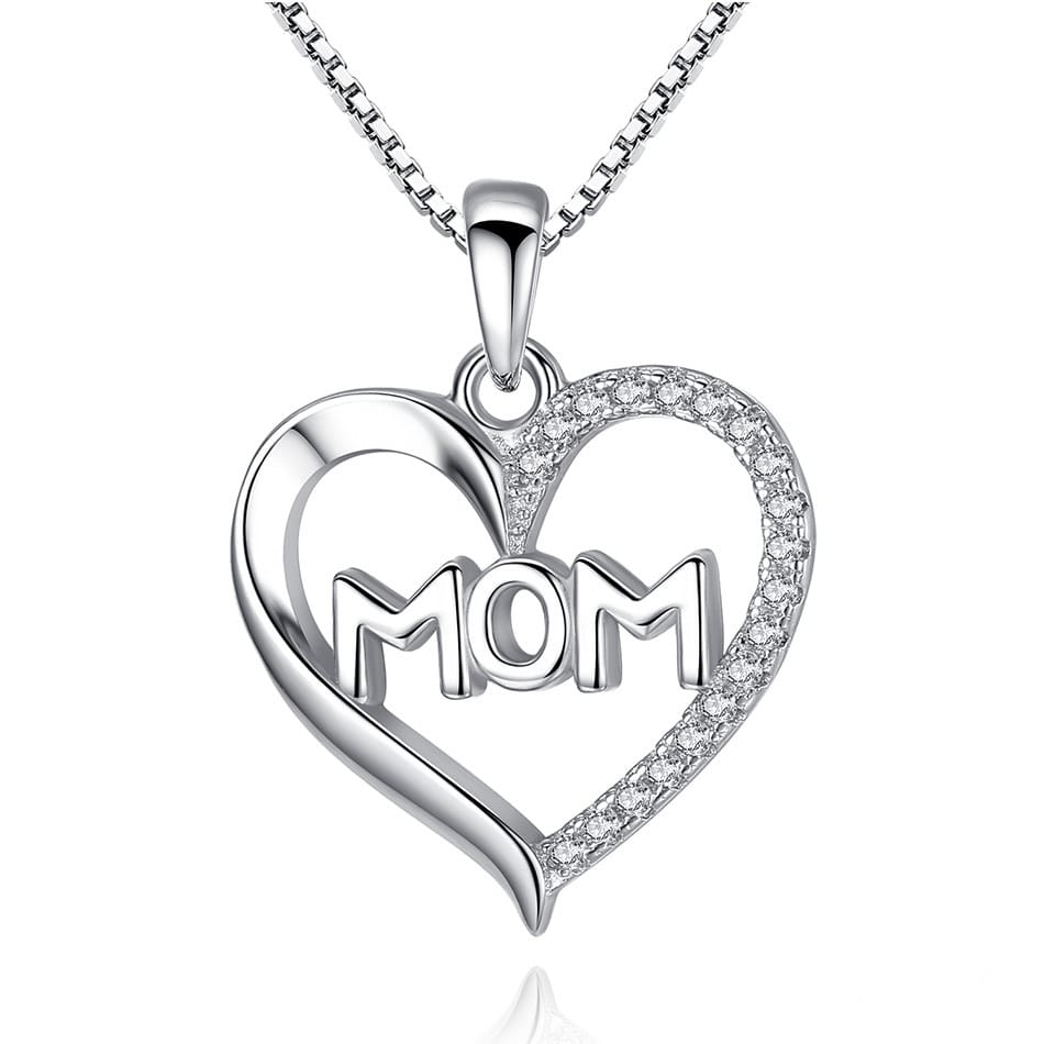 Sterling Silver Mom Pendant Necklace