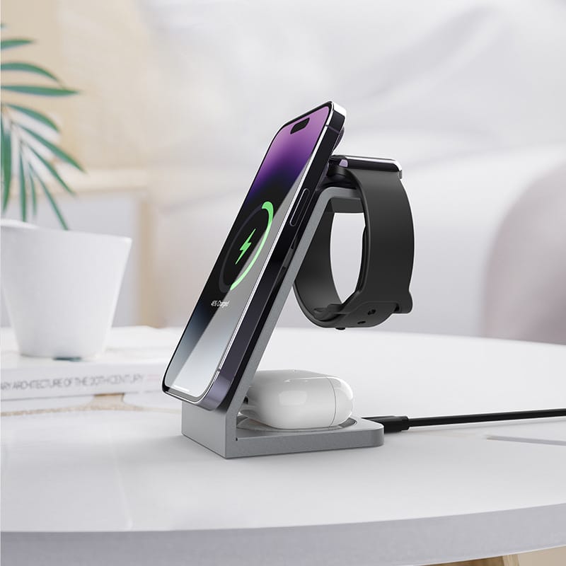 Wireless Magnetic Suction Charger with Three Functions