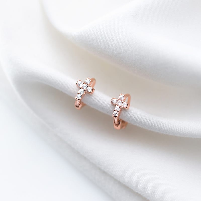 Simple Diamond Cross Earrings