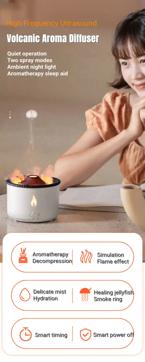 Creative Essential Oil Humidifier - Volcano Aromatherapy Machine with Flame