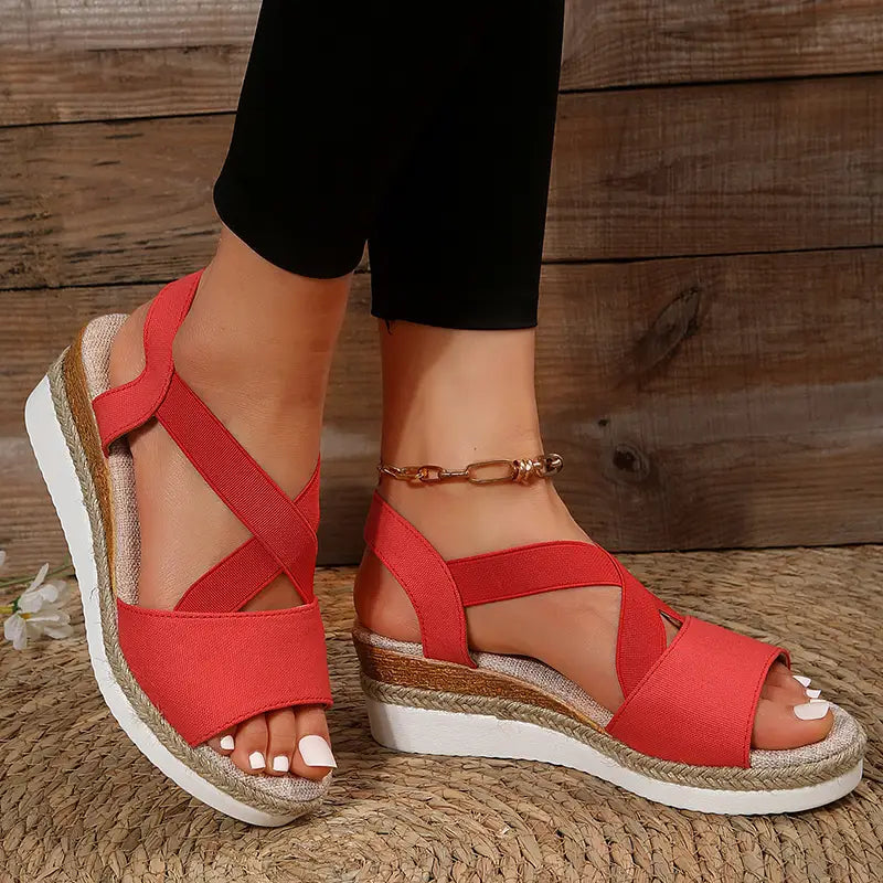 Women?€?s Wedge Cross-strap Sandals