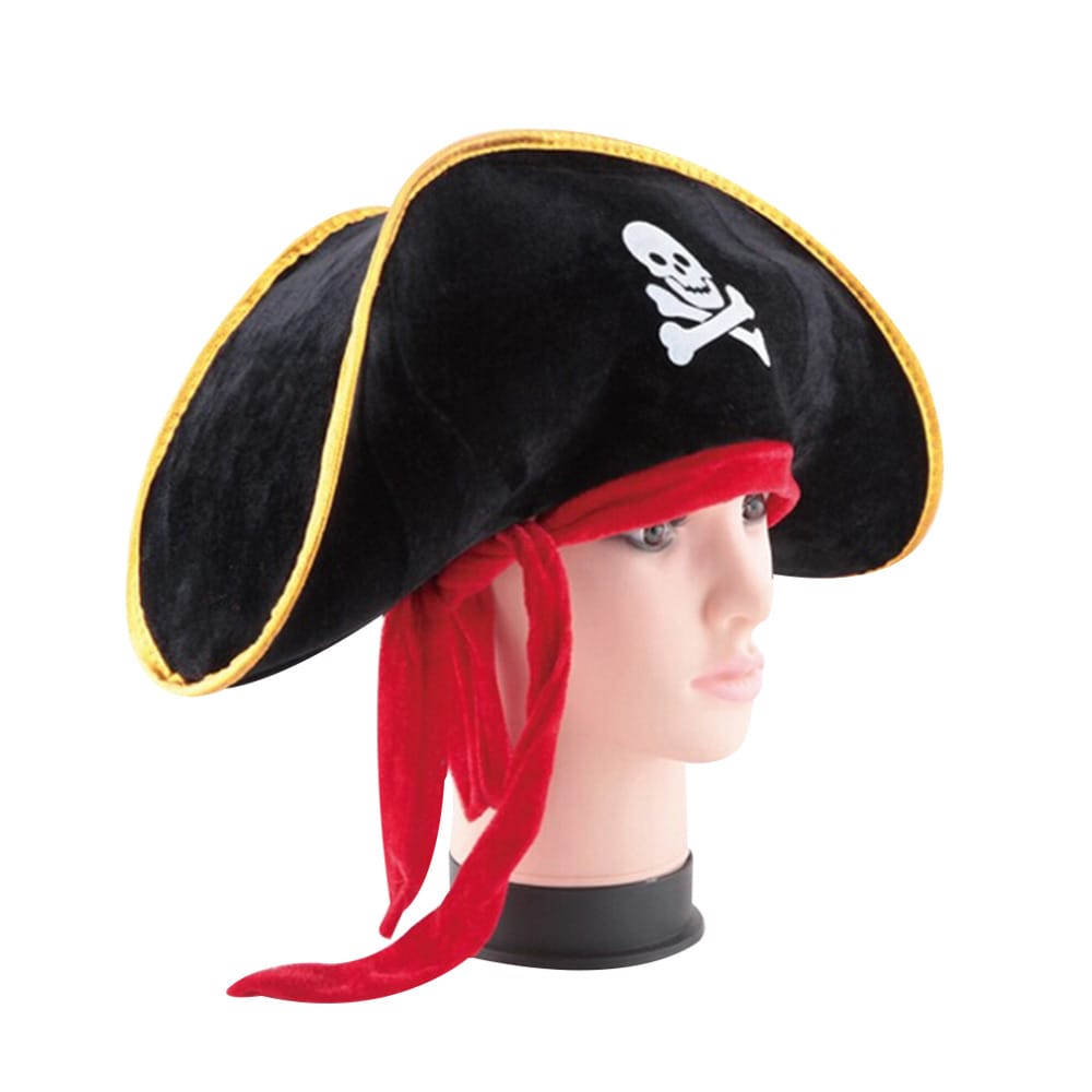 Halloween Pirate Hat Skull Print Adult Kids Captain Cosplay Costume Cap Birthday