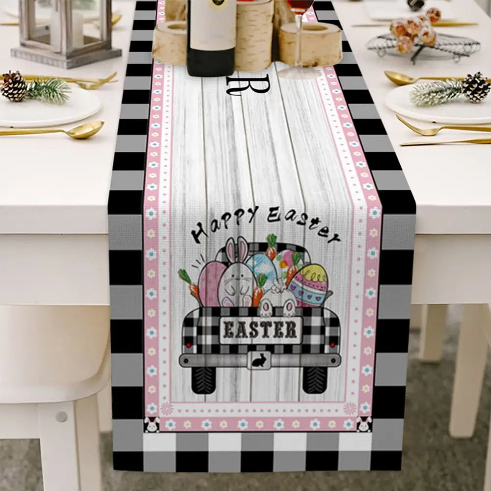 Elegant Easter Cotton Linen Table Runner