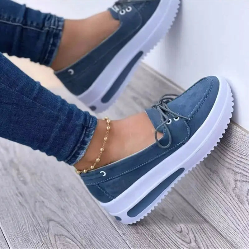 Women?€?s Lace-up Flats Shoes Wedges Heel Casual