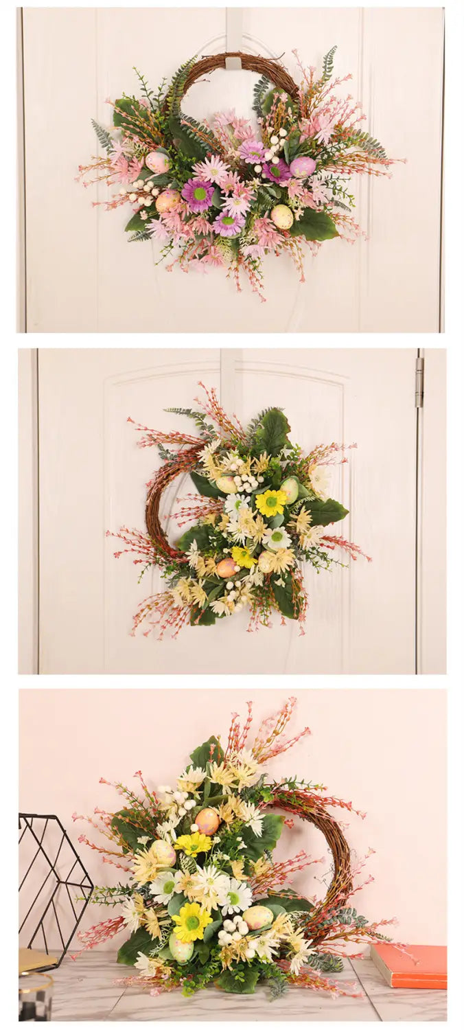 Easter Chrysanthemum Half Edge Wreath