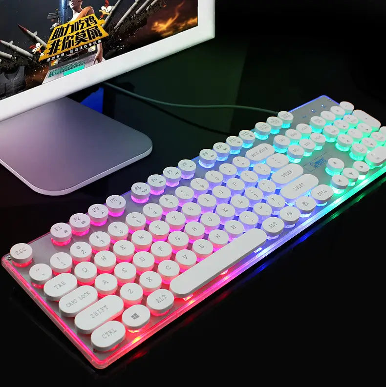 Luminous Crystal Wired Keyboard Mouse Set