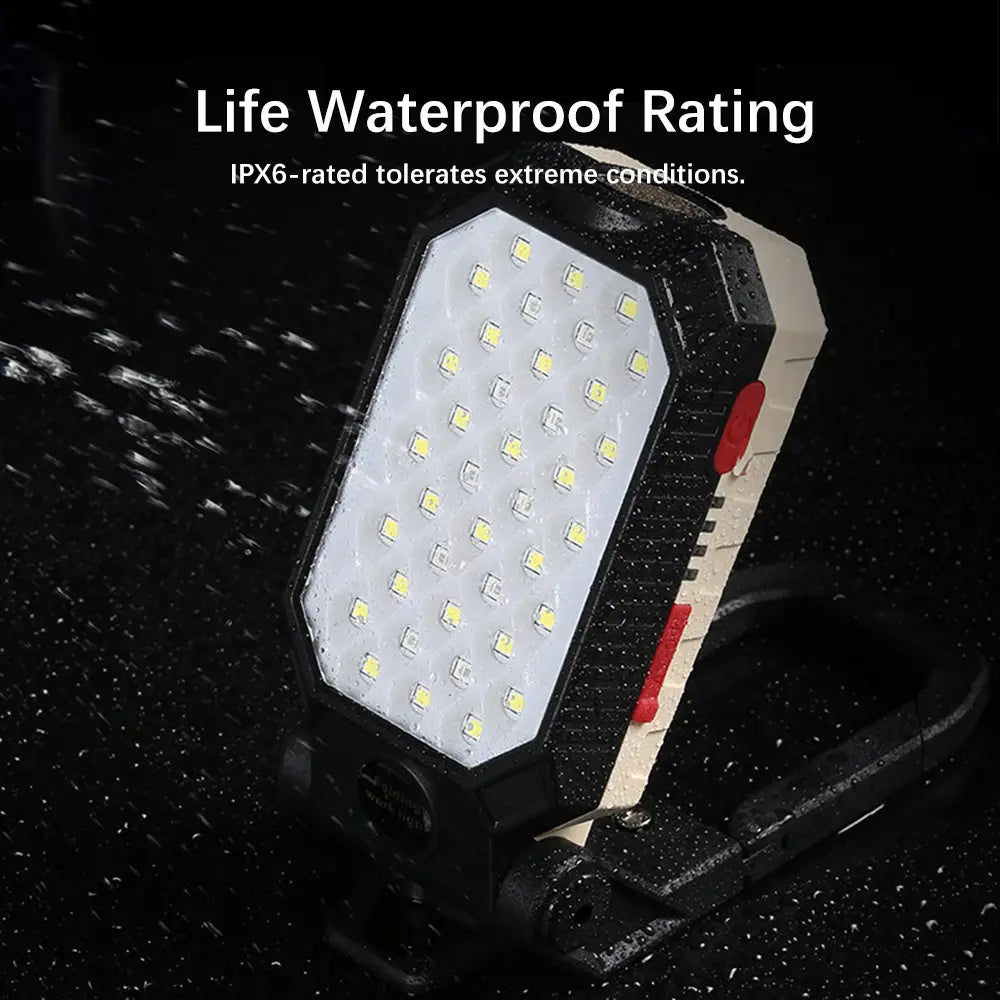 Folding USB Rechargeable Work Light - Portable Camping Lantern with Magnet