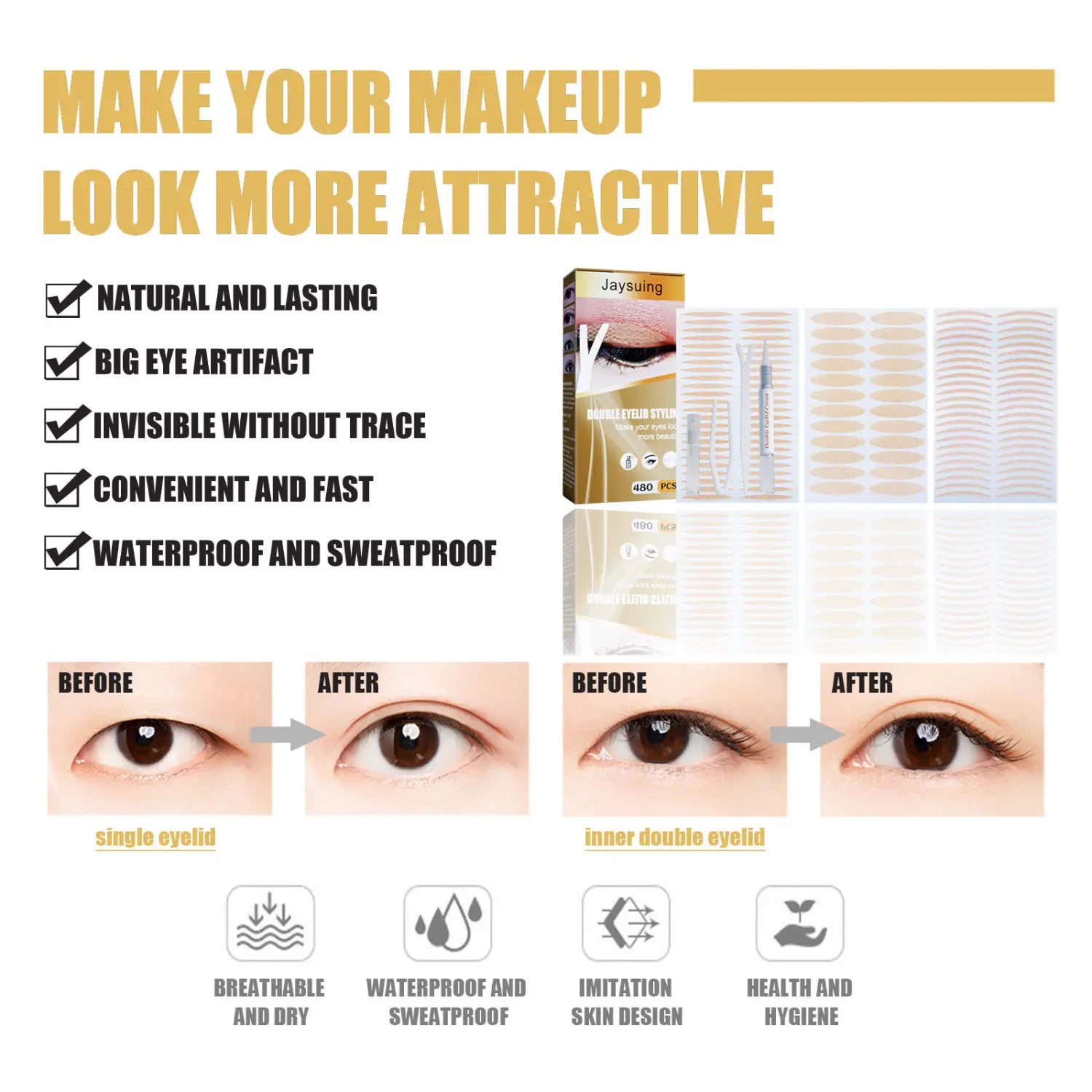 Long-Lasting Natural Invisible Double Eyelid Sticker