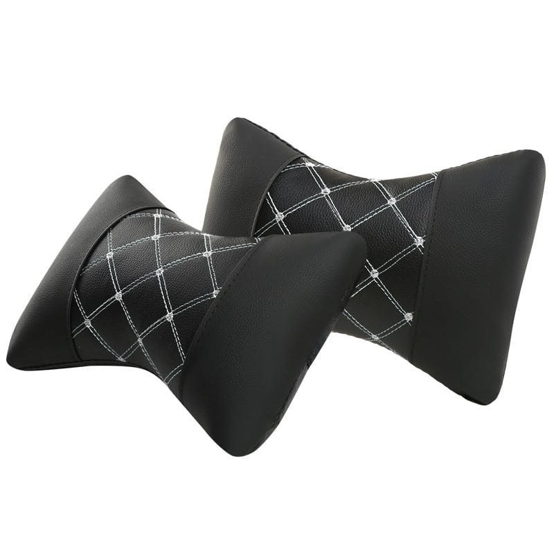 Leather Quilted Car Headrest Cervical Neck Pillow