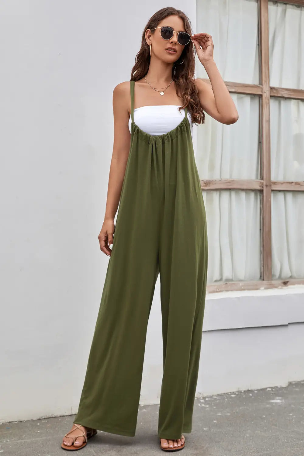 Strap High Waist Casual Wide Leg Jumpsuit