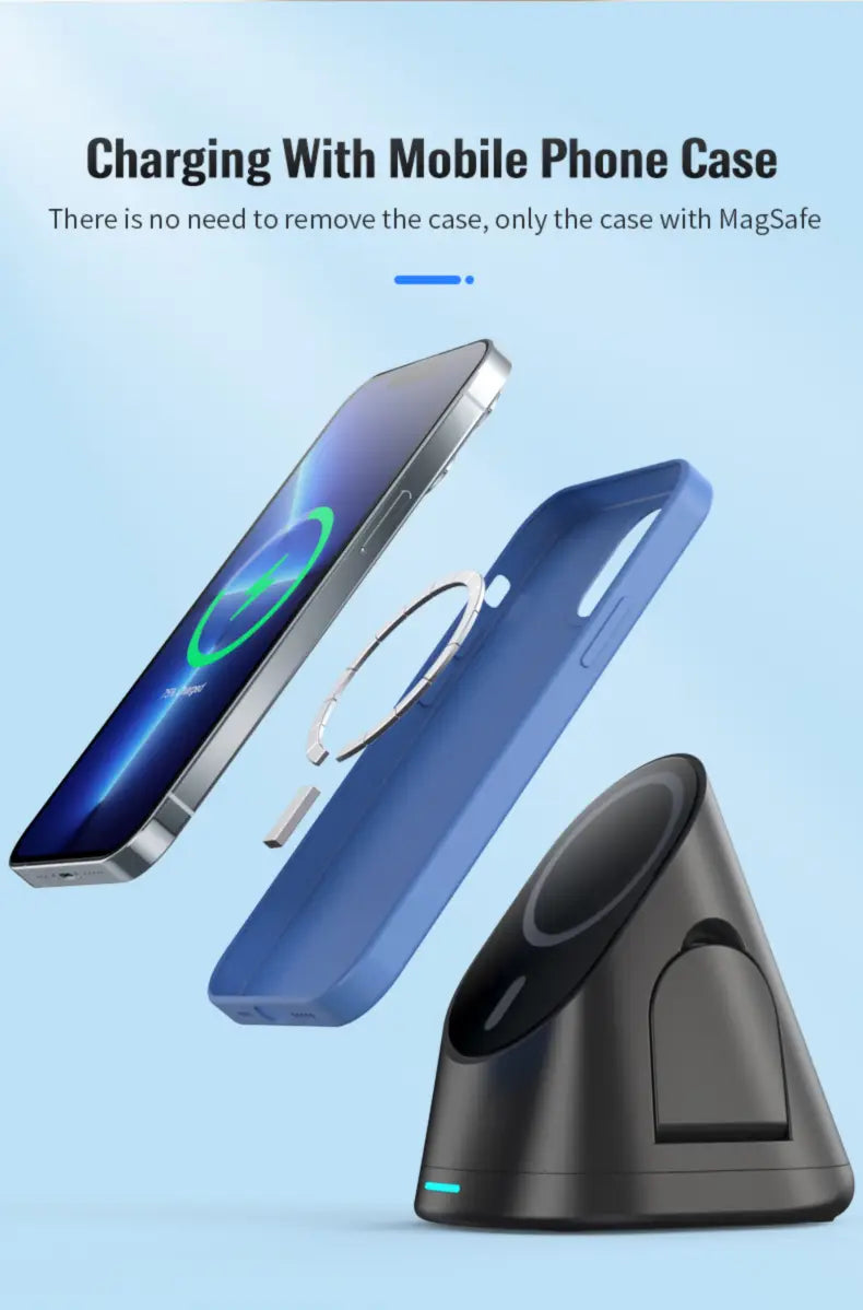 Compact and Foldable Magnetic Wireless Charger with 3-in-1 Function