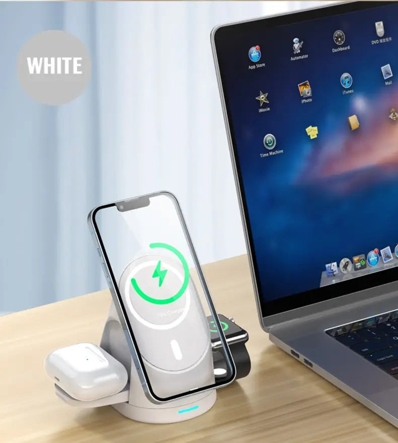 Compact and Foldable Magnetic Wireless Charger with 3-in-1 Function