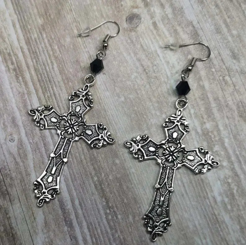 Dark Angel Cross Alloy Earrings