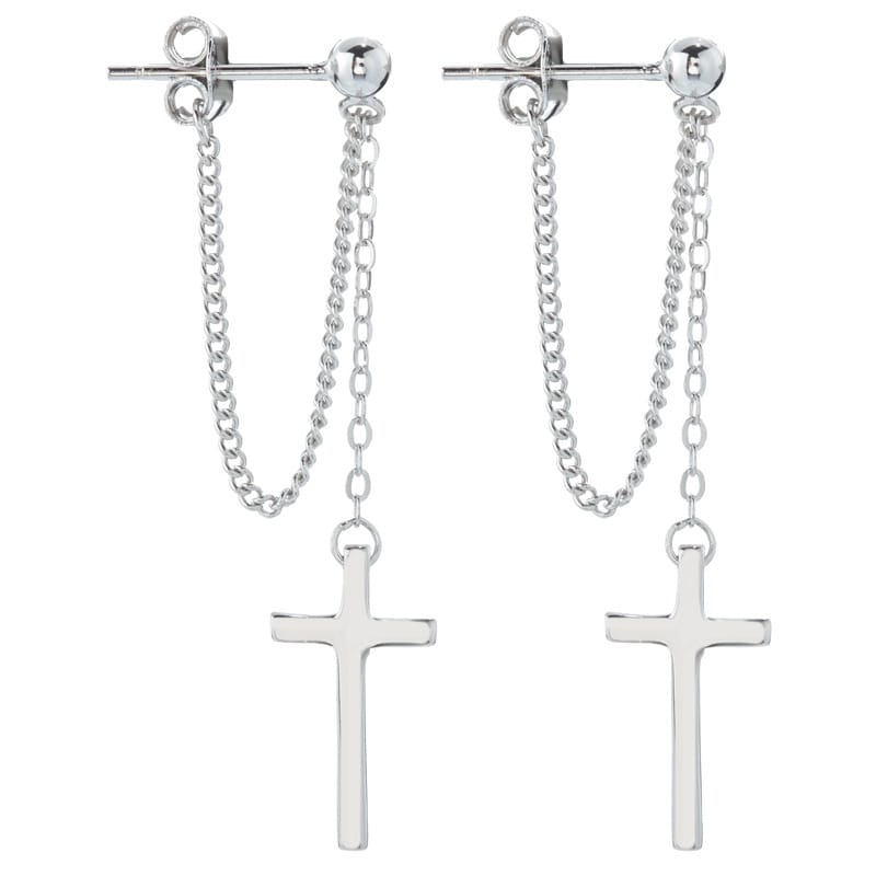 Sterling Silver Cross Chain Earrings