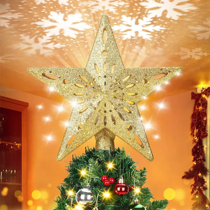 Lighted 3D Glitter Star Tree Topper