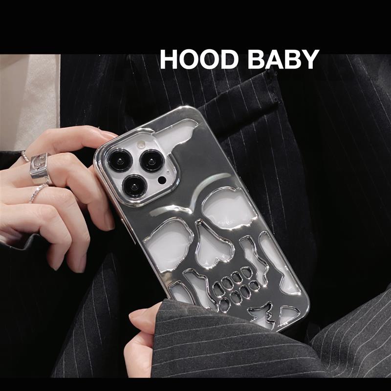 Luxury Plating 3D Skull Phone Case with Breathable Design and Gold Metallic
