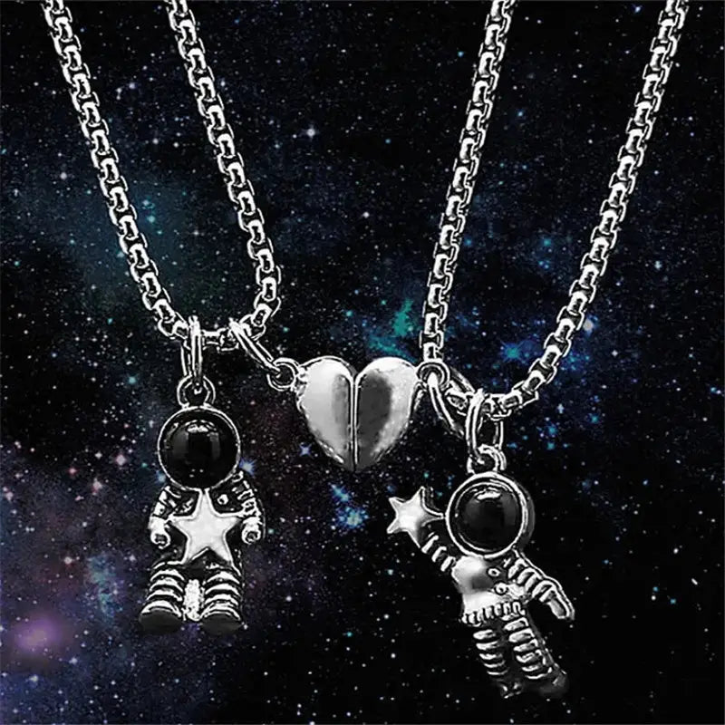 Magnetic Astronaut Couple Necklace