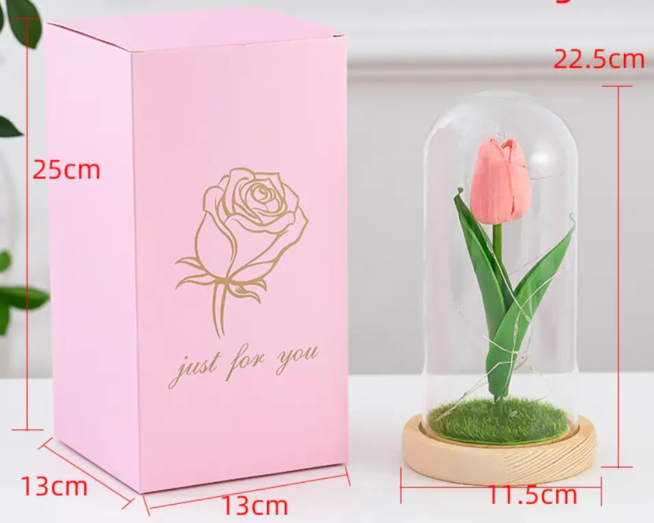 Glass-covered Perpetual Flower Night Light Ornaments