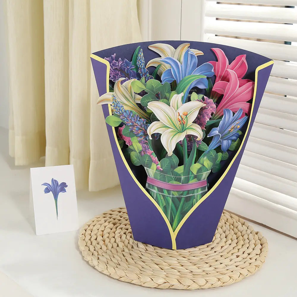 Paper Greeting Card With Flowers In Hand