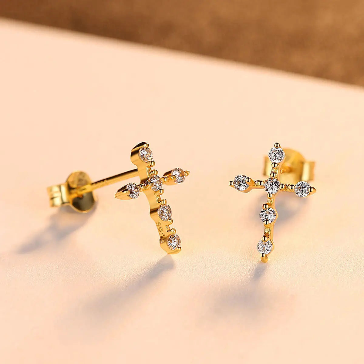 Small Zircon Cross Earrings
