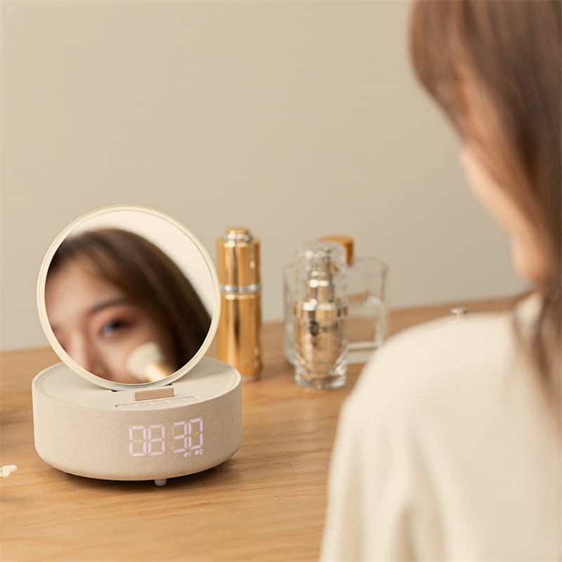 Wireless Charger with Alarm Clock, Bluetooth Speaker, LED Night Light, and Smart