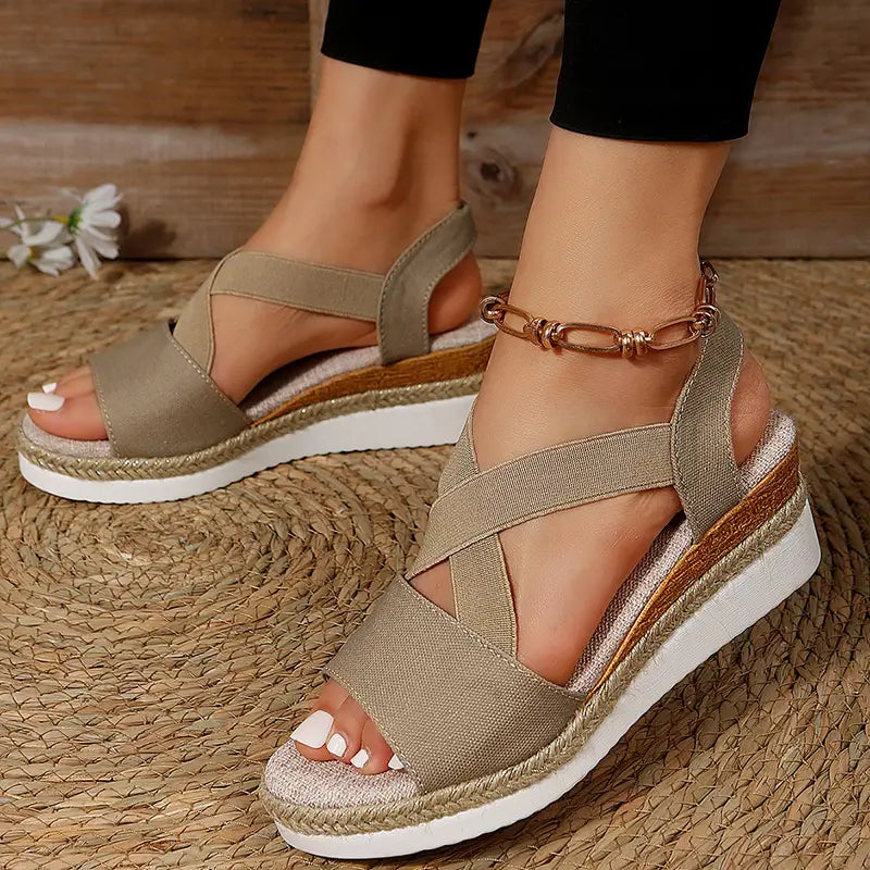 Women?€?s Wedge Cross-strap Sandals