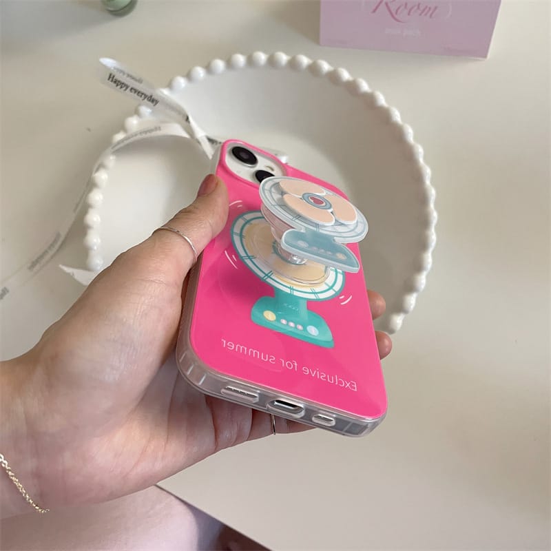 Phone Case with Electric Fan to Prevent Falling in Summer