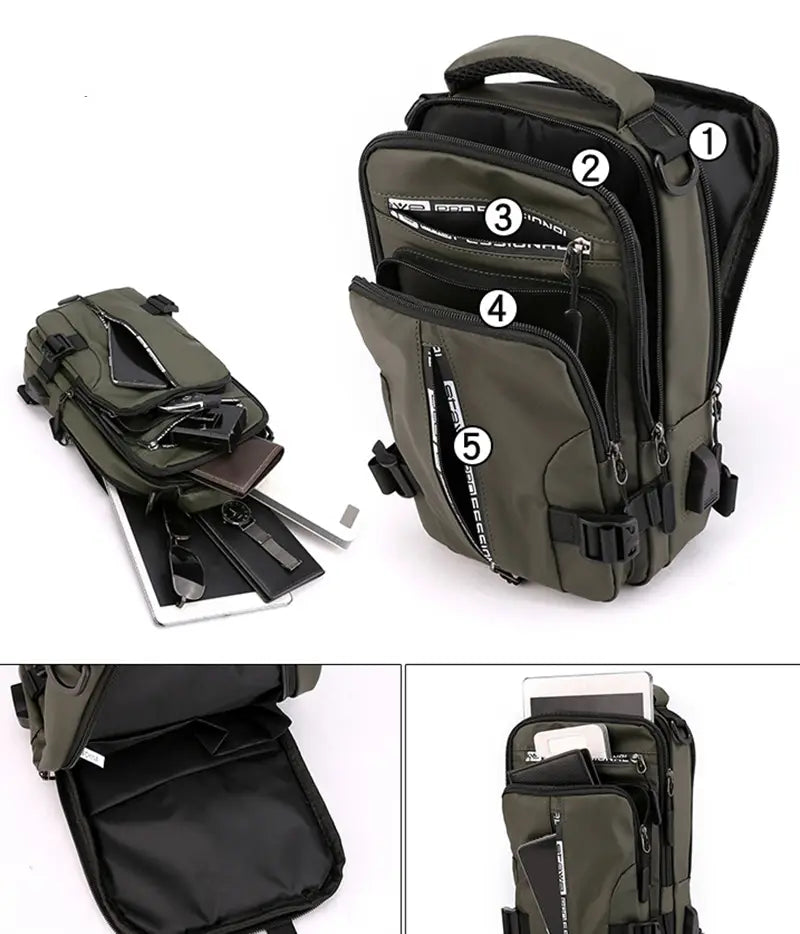 Multifunctional Crossbody Backpack for Men - Shoulder Chest Bag