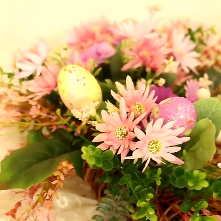 Easter Chrysanthemum Half Edge Wreath