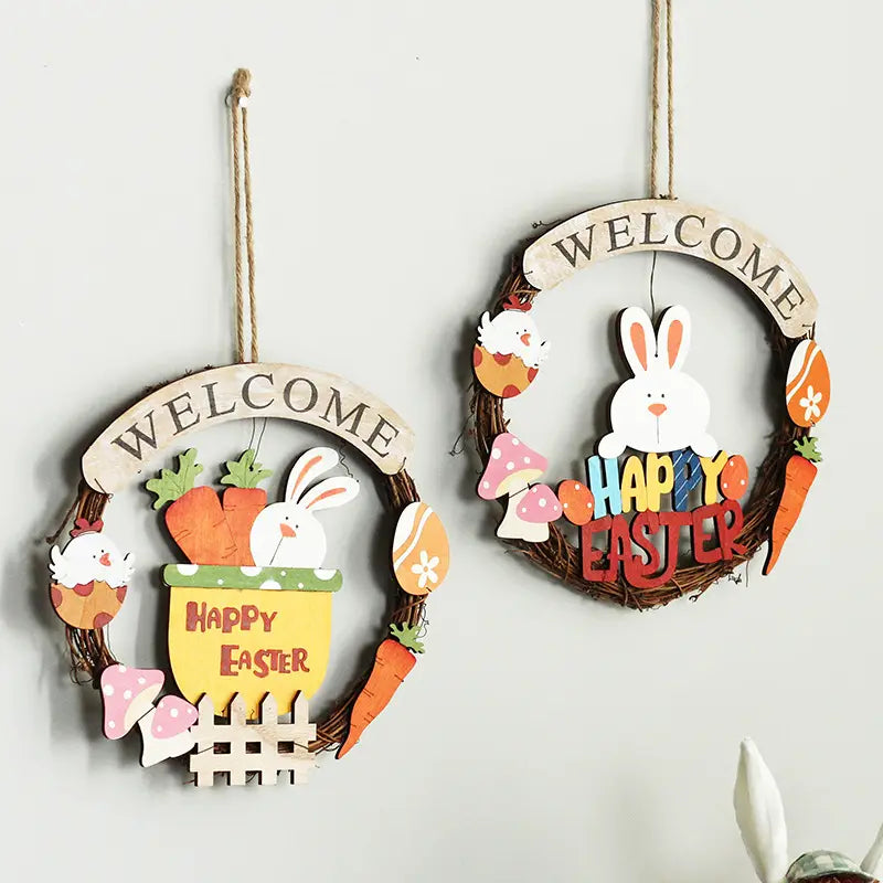 Wooden Easter Rabbit & Egg Garland