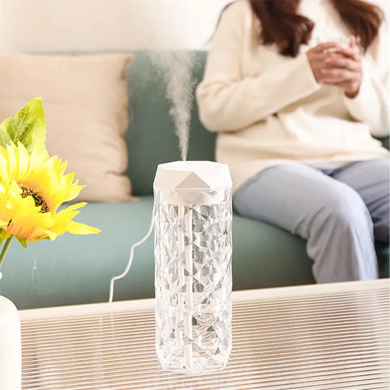 Crystal Lamp Air Humidifier with Color Night Light and Touch Control