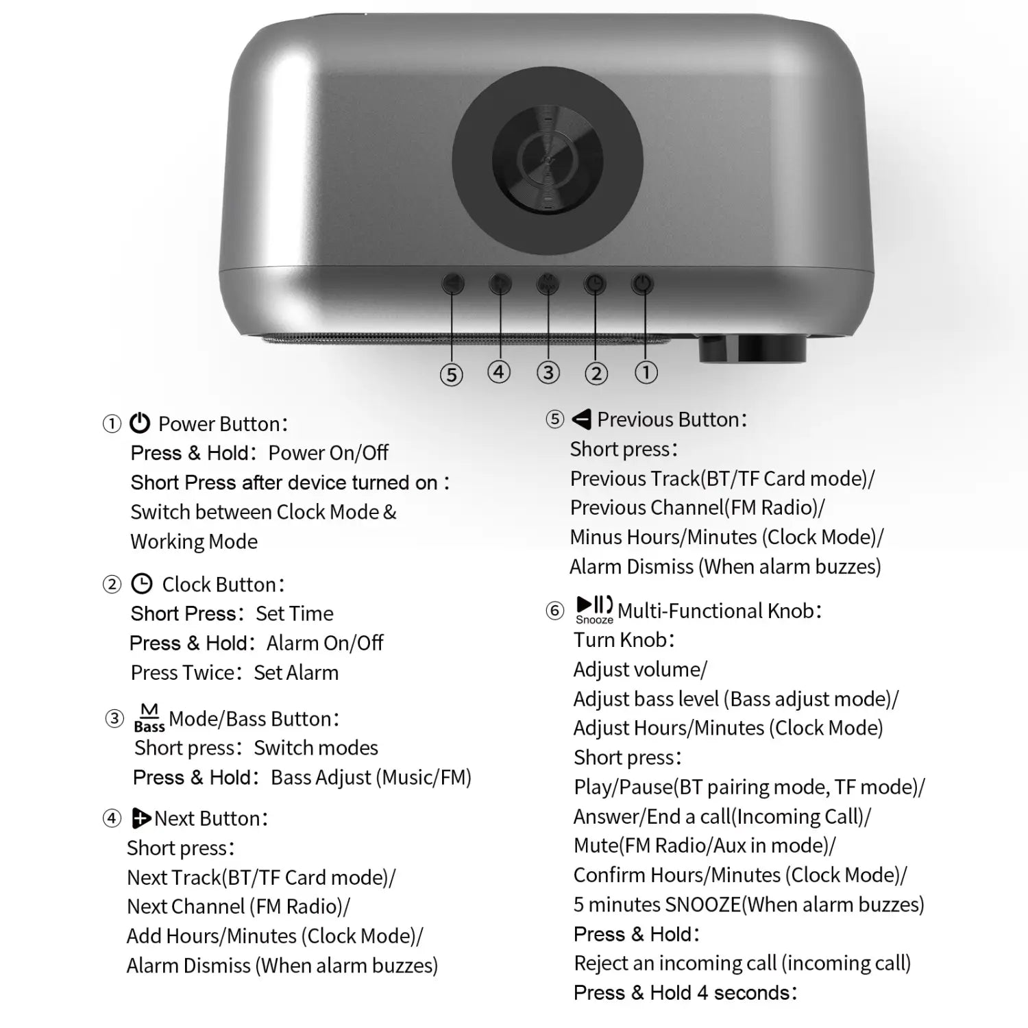 Bedside Wireless Charging Bluetooth Speaker with Charger