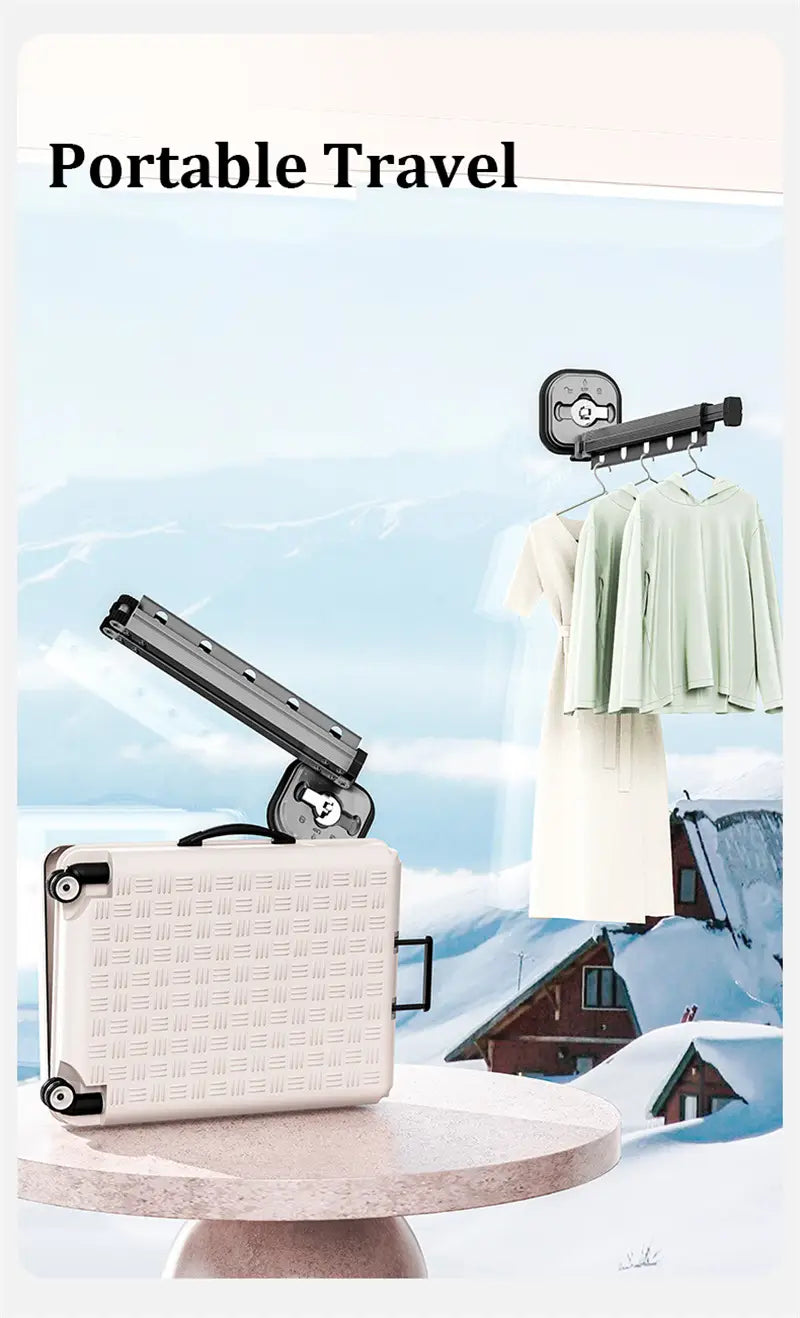 Retractable Folding Clothes Hanger with Suction Cups