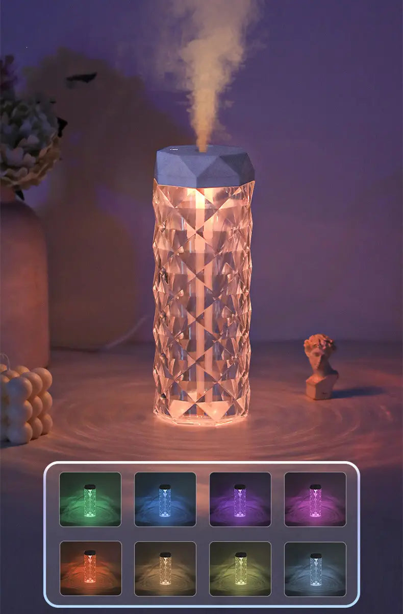 Crystal Lamp Air Humidifier with Color Night Light and Touch Control