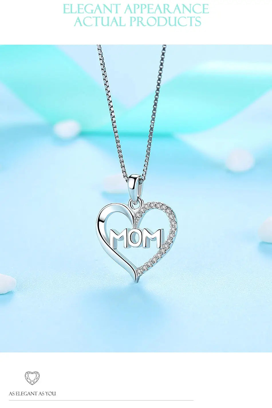 Sterling Silver Mom Pendant Necklace