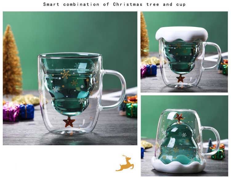 Christmas Tree Glass Coffee Cup