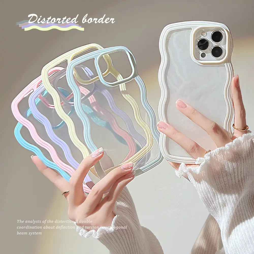 Simple Candy-colored Phone Case with Wave Border