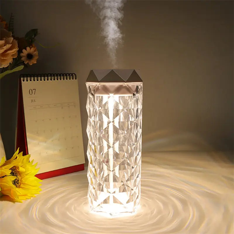 Crystal Lamp Air Humidifier with Color Night Light and Touch Control