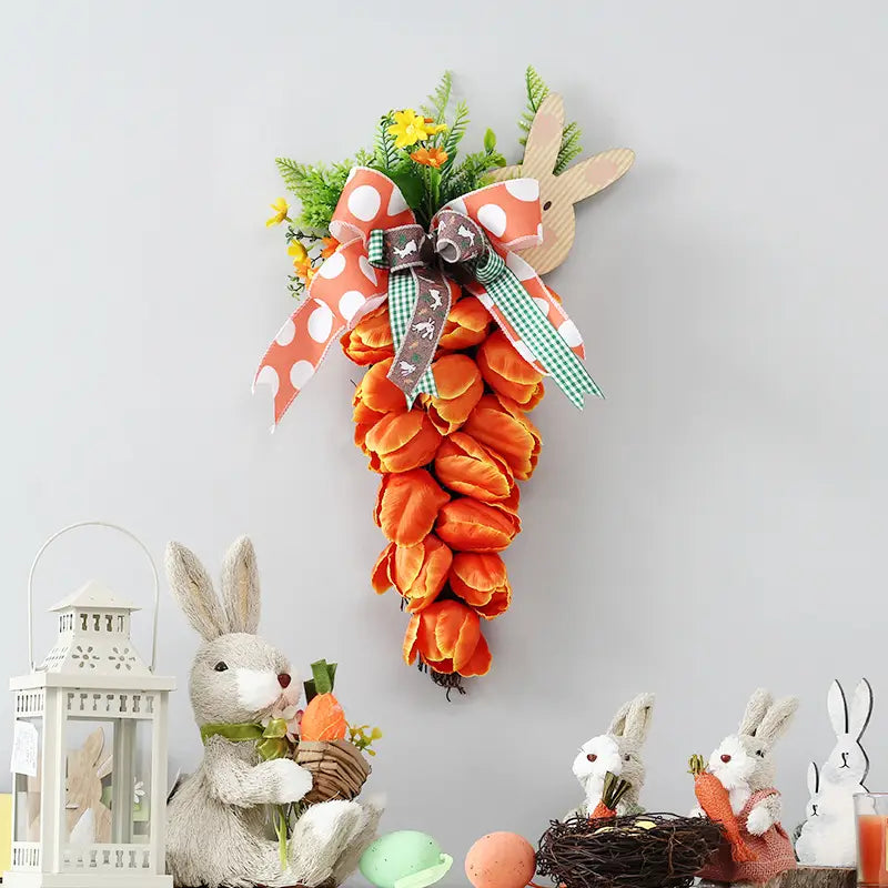 Easter Bunny Tulip Carrot Wreath