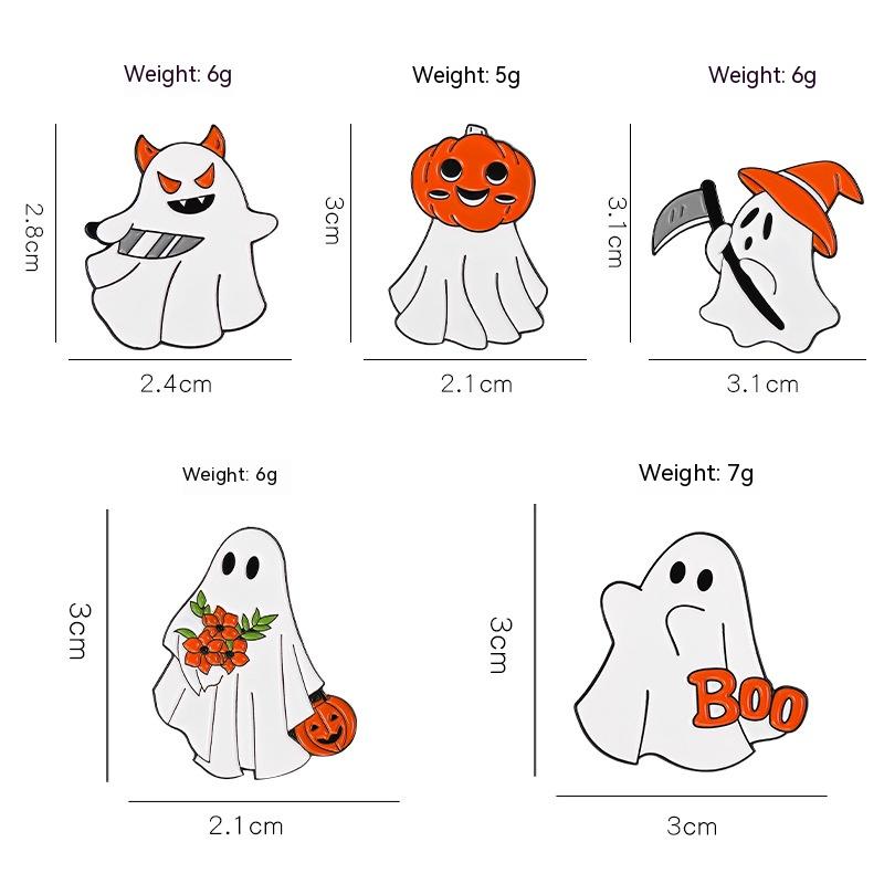 New Creative Halloween Pumpkin Head Ghost Alloy Dripping Oil Badge Brooch