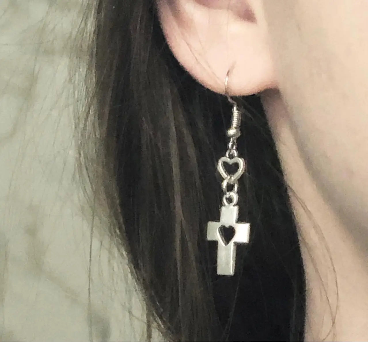 Women?€?s Heart Cross Earrings