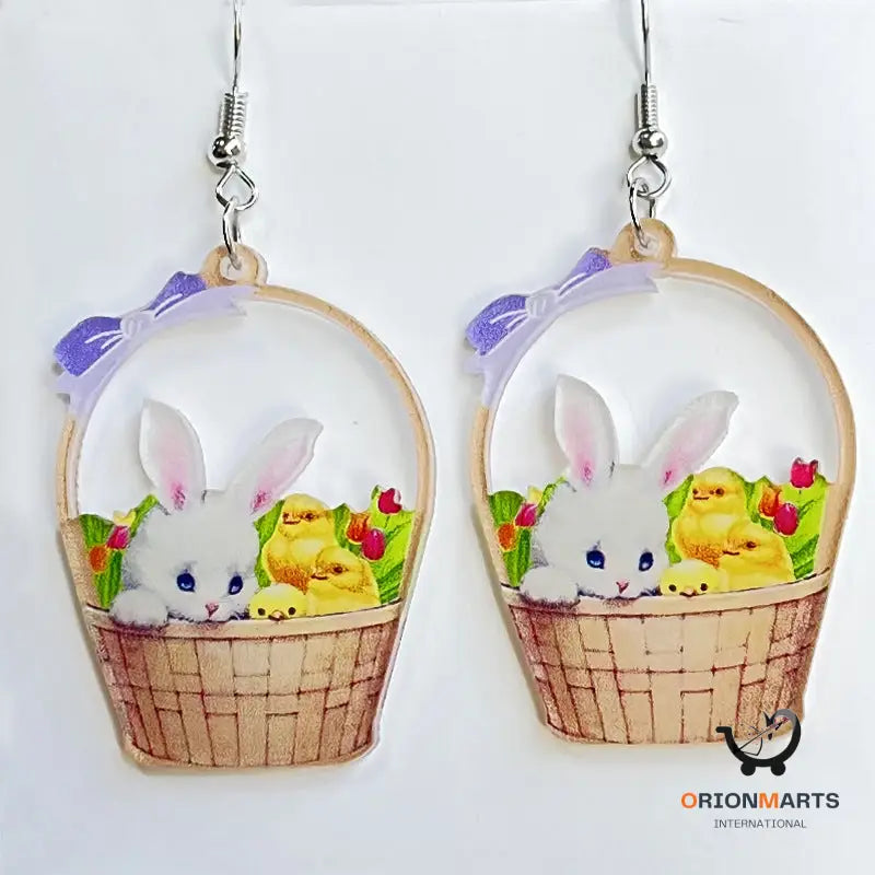 Acrylic Easter Eggs Basket Bunny Earrings Rabbit Hare Dangle Easter Gift  Jewelry | eBay