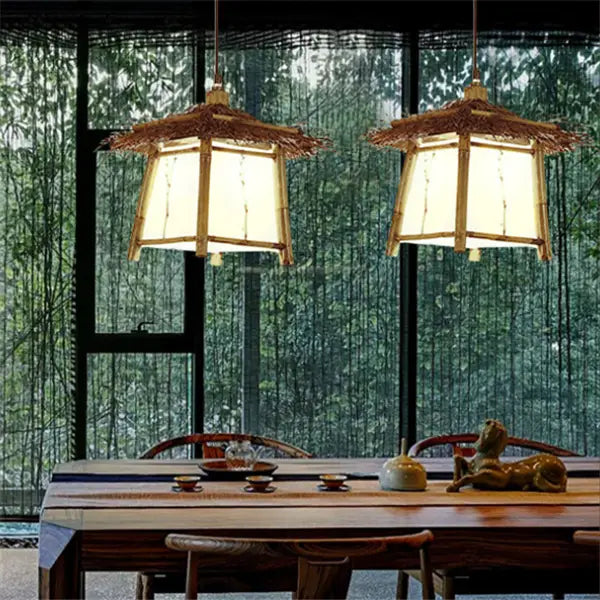 Bamboo and rattan chandelier