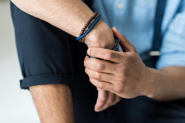 bracelet homme argent cuir