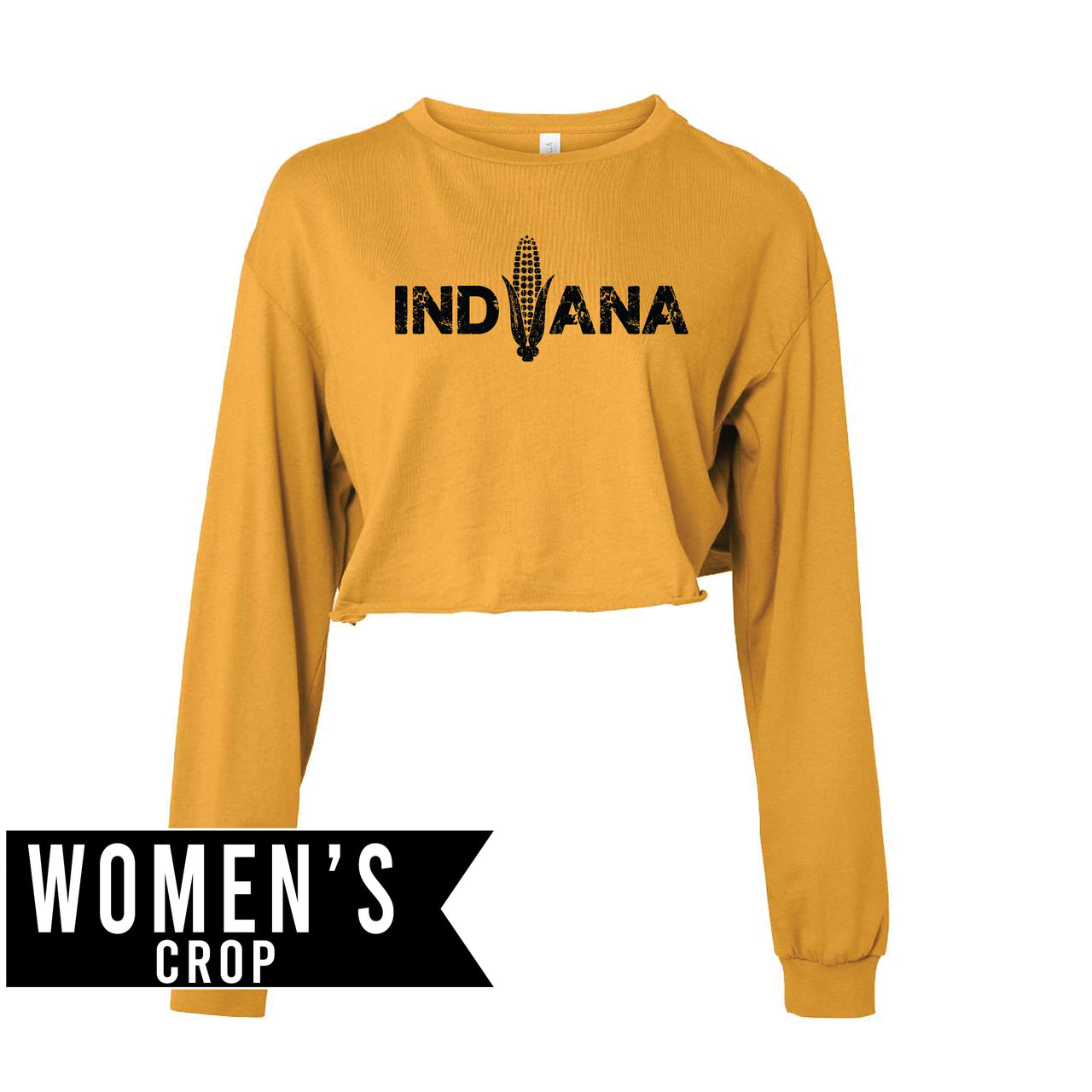Fashion Women's Crop Long Sleeve Tee - Indiana Corn