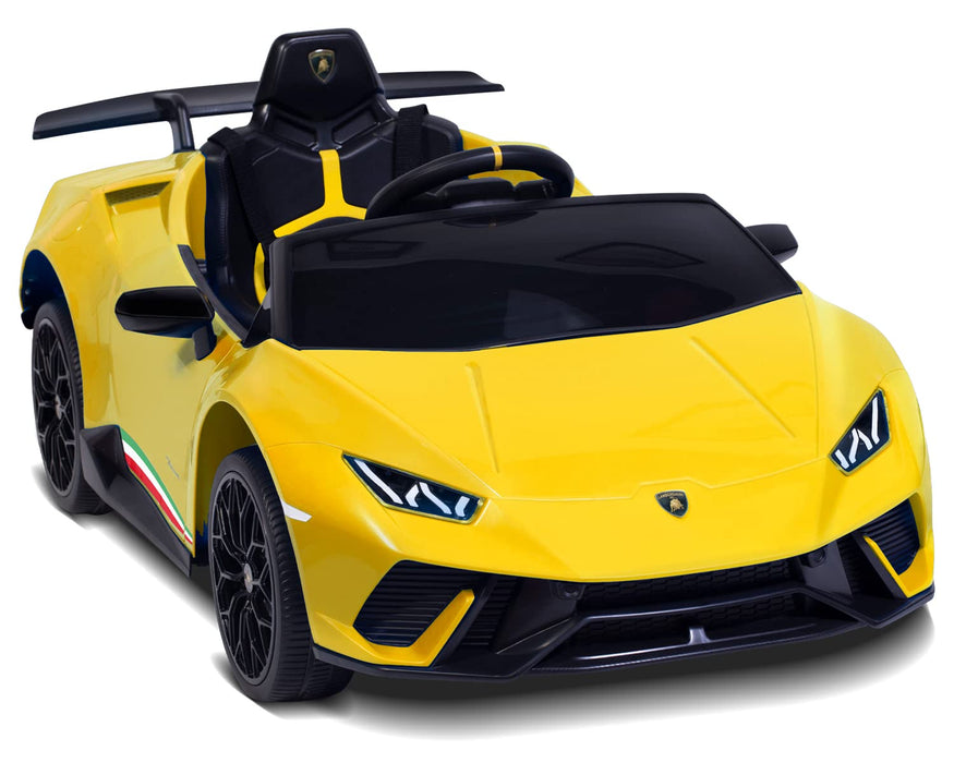 Ride on Lamborghini Car for Kids, 12 V Electric Car Vehicles Toys for Kids  Toddler with Remote Control, Wheels Suspension,Music, LED Lights, Engine  Sounds, Horn, Yellow