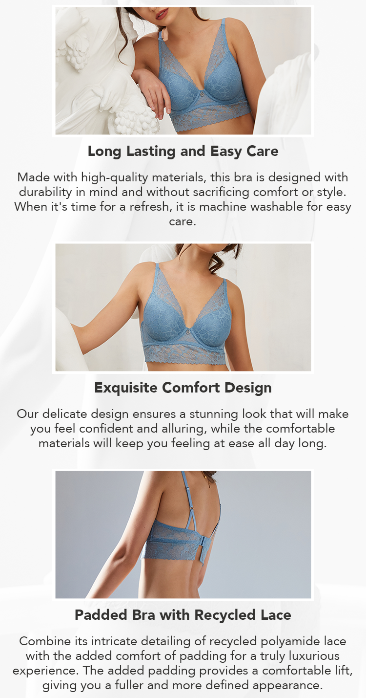 Sustainable Recycled Lace Bra, Comfy Bra For Women