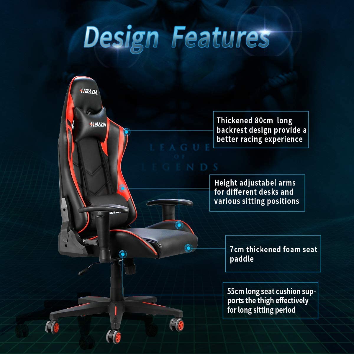 5002 hbada gaming chair racing style ergonomic high back computer chai hbadaoffice