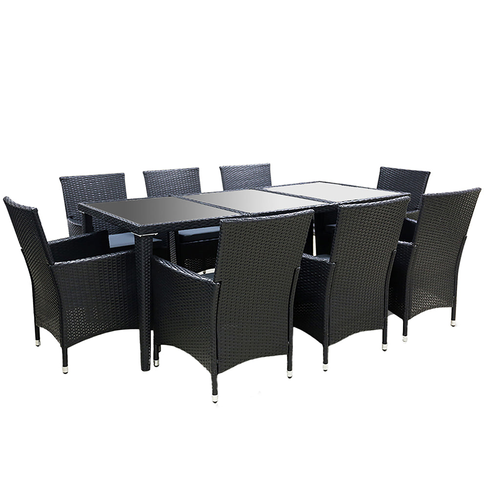 Gardeon Outdoor Dining Set 9 Piece Wicker Lounge Setting Black - GIVEAWAYS product image