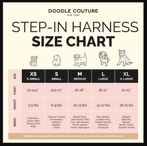 doodle dog harness size chart